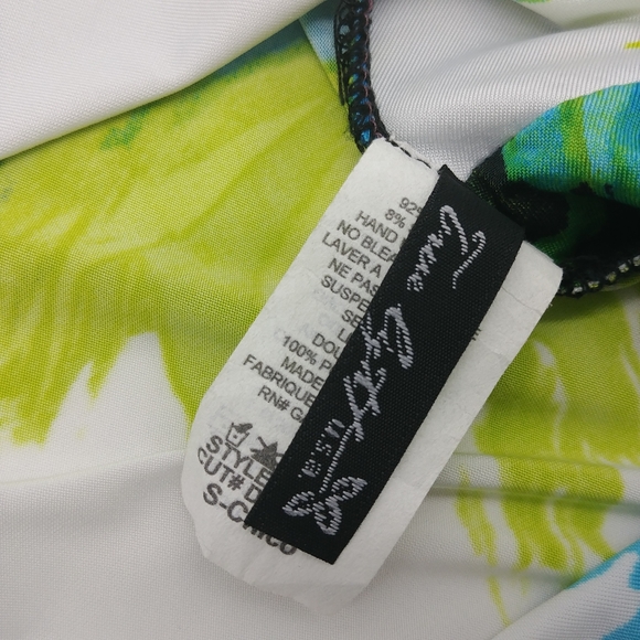 Neon Bright Colorful Bodycon Beautiful stretch cowl neck dress size small - Picture 9 of 12